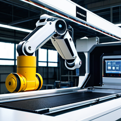 Home 14 A state-of-the-art industrial robot, designed with a sleek, metallic body and multiple advanced camera sensors on its head, meticulously performing quality control on an array of microchips on a pristine, well-lit assembly line in a modern, automated factory. The robot's casing is fully intact, showcasing its complex yet elegant engineering. The environment is spotless and brightly illuminated. professional photography, ultra-realistic rendering, high detail, crisp focus, cinematic lighting, perfect anatomy, correct proportions, well-formed components, natural pose, safe for work, appropriate content, fully clothed (referring to the robot's complete and enclosed structure), professional setting, family-friendly.