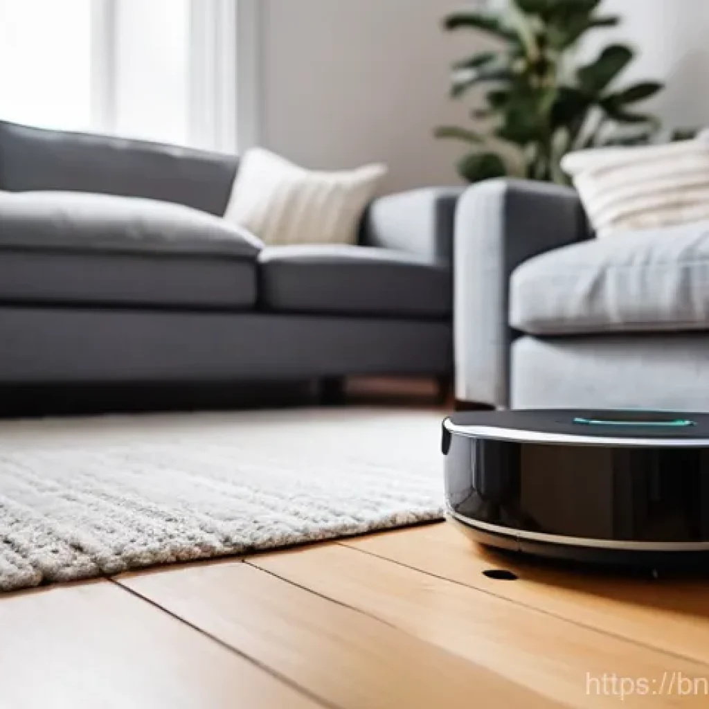 로봇 미래 전망 - **Prompt:** A cozy and modern smart living room, bathed in warm, soft natural light. A sleek, minima...