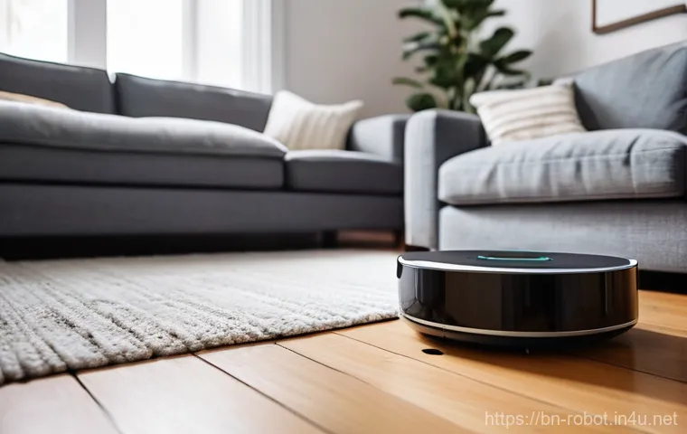 로봇 미래 전망 - **Prompt:** A cozy and modern smart living room, bathed in warm, soft natural light. A sleek, minima...