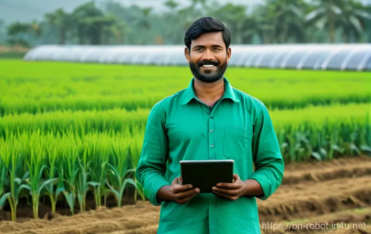 로봇 기반 자율 농업 - **Prompt 1: Digital Agronomist in a Smart Field**
"A Bangladeshi farmer, approximately 40 years ...