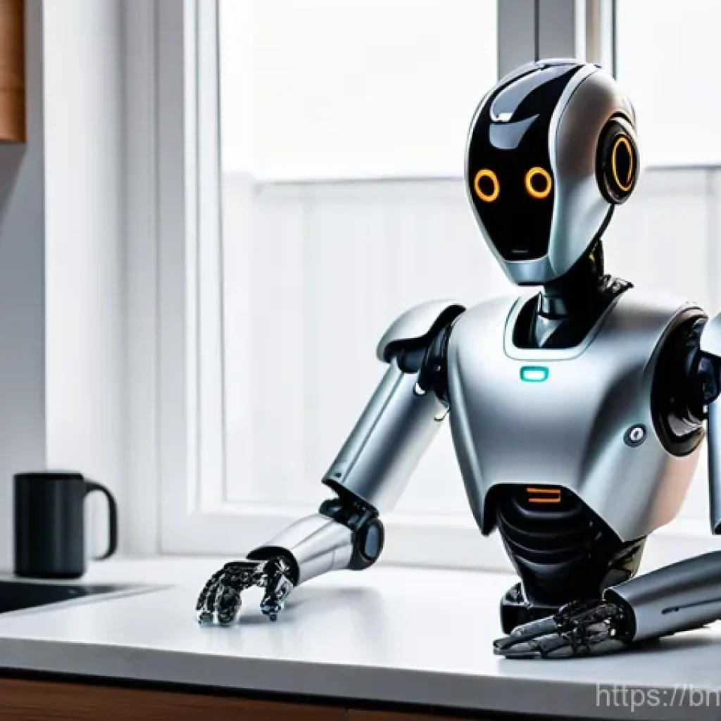 로봇 운동학 - **Prompt:** A sleek, advanced humanoid robot, designed with a smooth, neutral-toned, non-gendered ca...