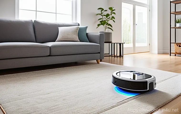 로봇과 에너지 절감 기술 - **Prompt 1: The Smart Home Assistant**
"A sleek, futuristic robotic vacuum cleaner gracefully na...
